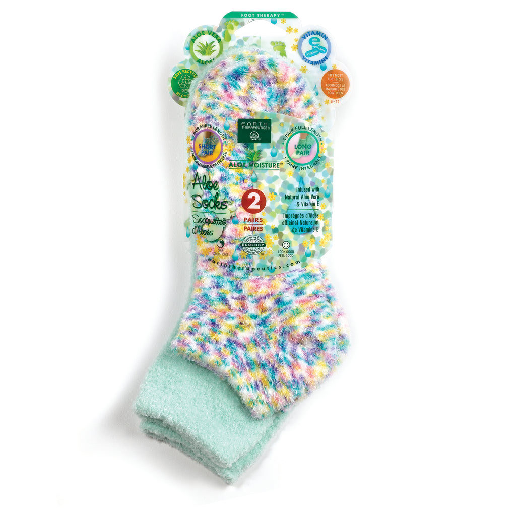 Aloe Socks + Peds - 2 Pack - GREEN Confetti