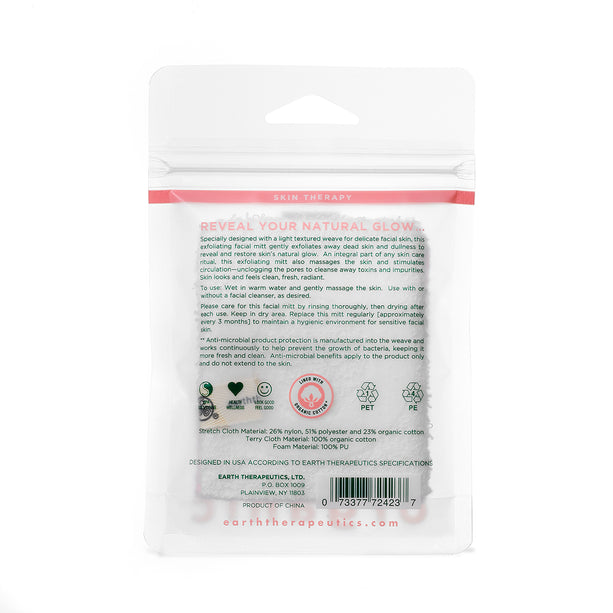 Organic Cotton Exfoliating Facial Mitt - Pink