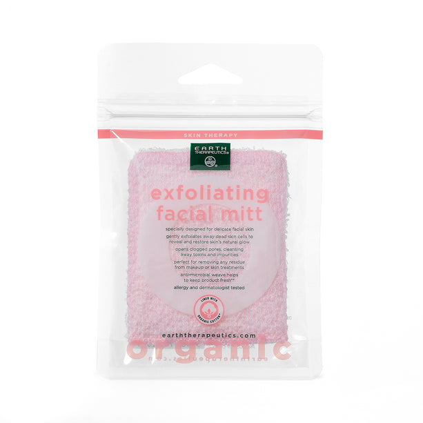 Organic Cotton Exfoliating Facial Mitt - Pink