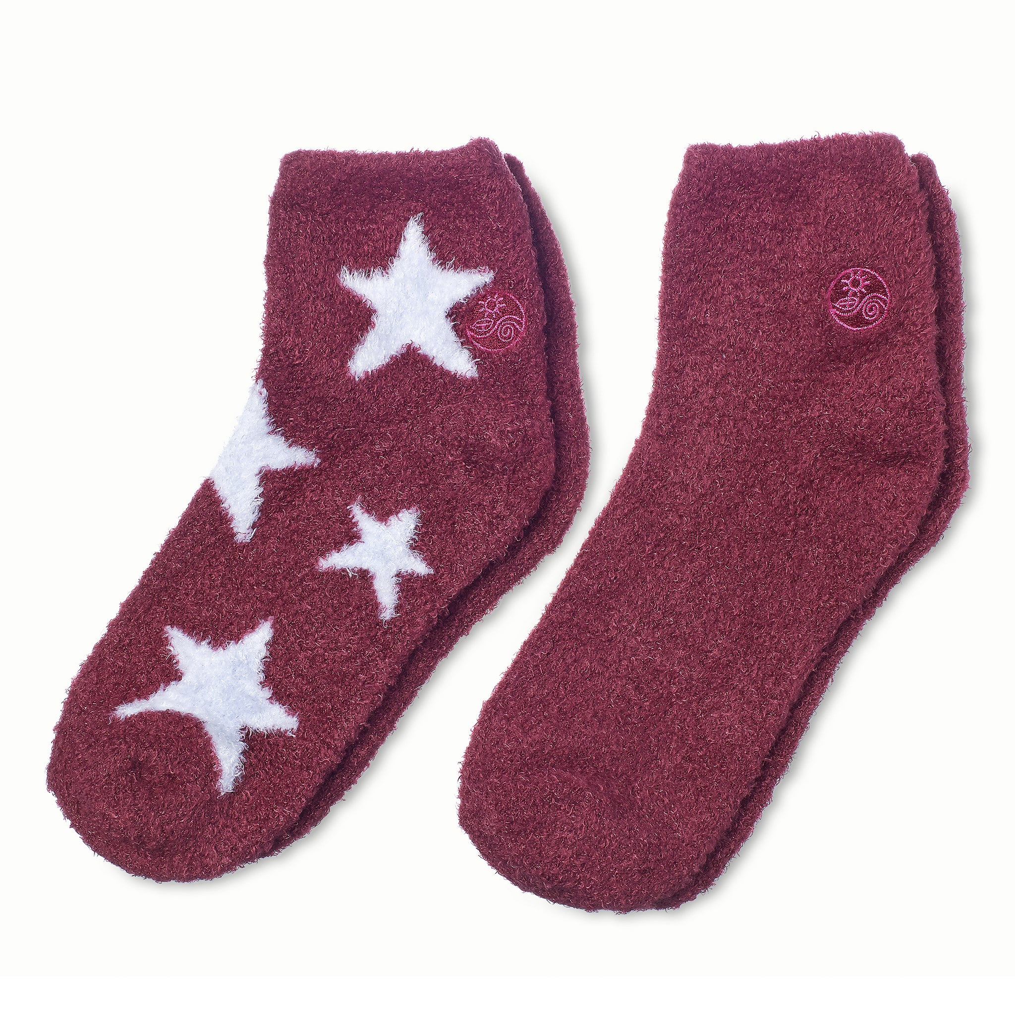 Aloe Socks - 2 Pack - Stars/Burgundy – Earth Therapeutics
