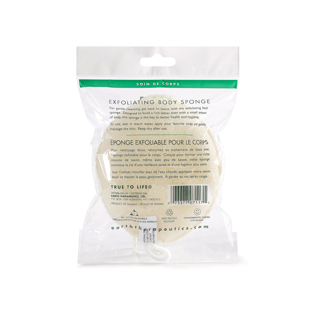 Exfoliating Body Sponge - Natural PKG-back