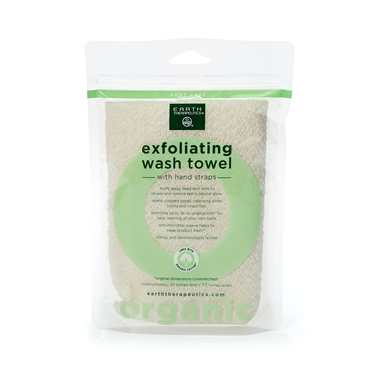 Organic Cotton Exfoliating Wash Towel with Straps