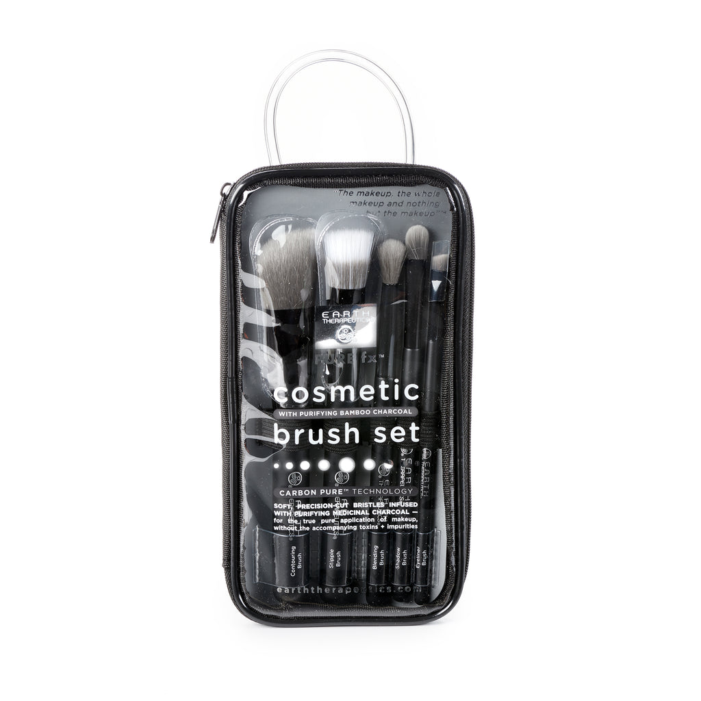 Compact Charcoal Cosmetic Brushes Set