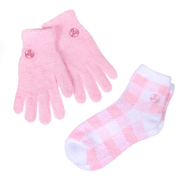 Soft Pink Aloe Gloves and Socks Combo Set