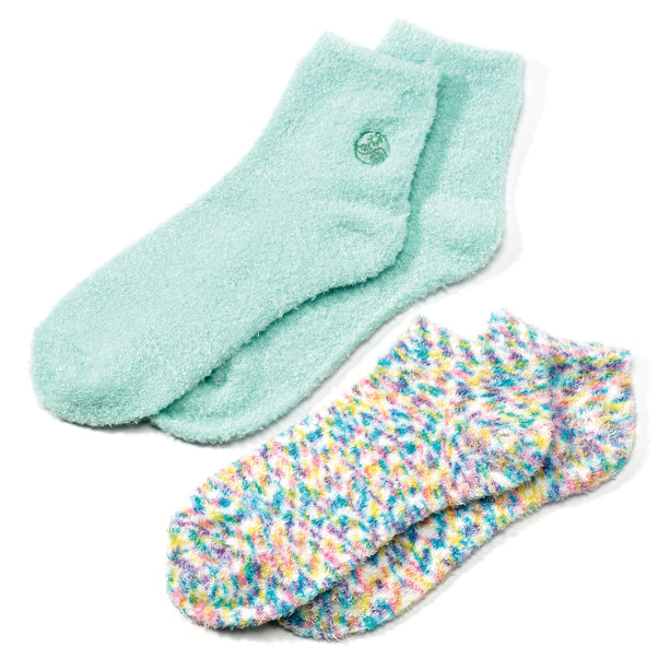 Aloe Socks + Peds - 2 Pack - GREEN Confetti