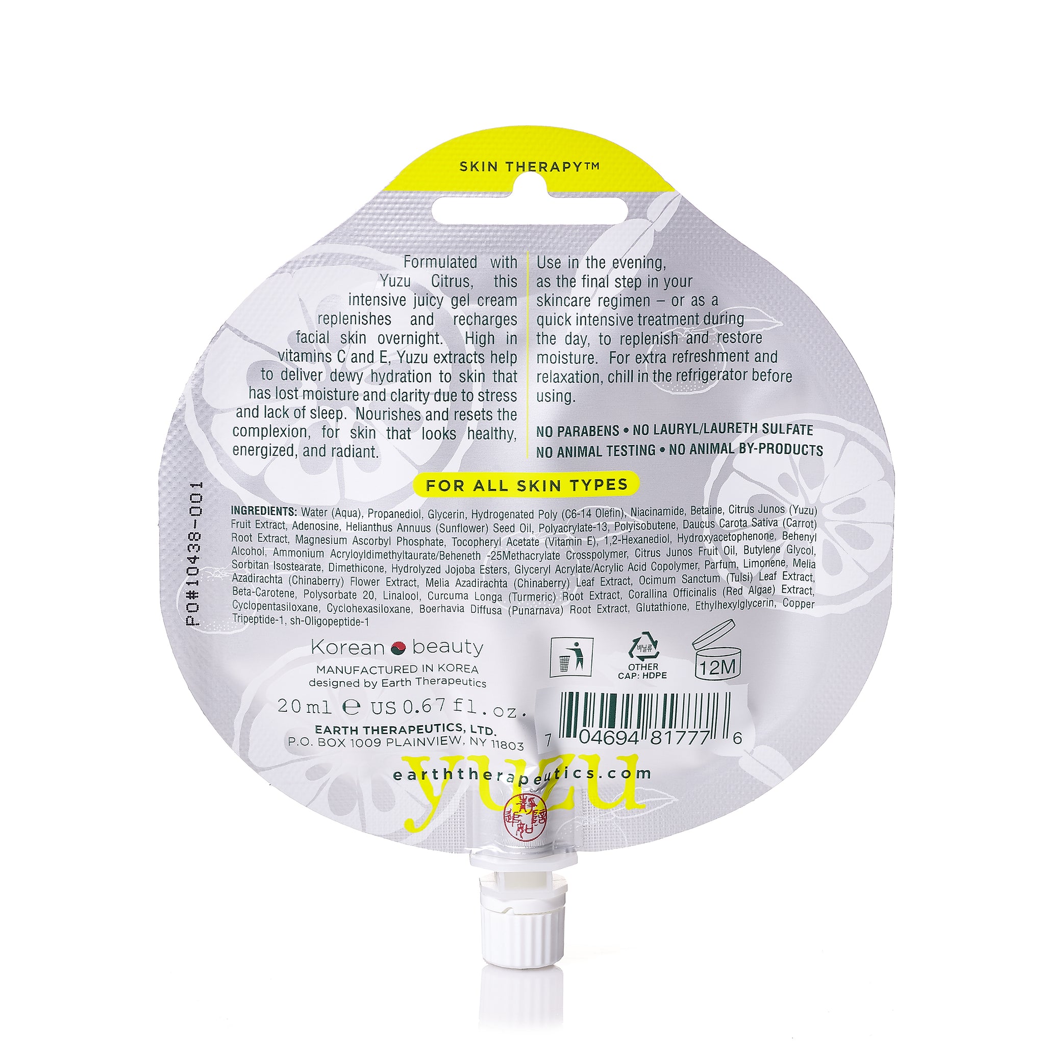 Yuzu Overnight Moisture Mask | Facial Overnight Moisturizing Mask