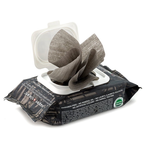 Charcoal Cleansing Tissue Wipes-open